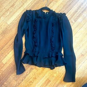 Laura Garcia for Barney’s black blouse with back zip